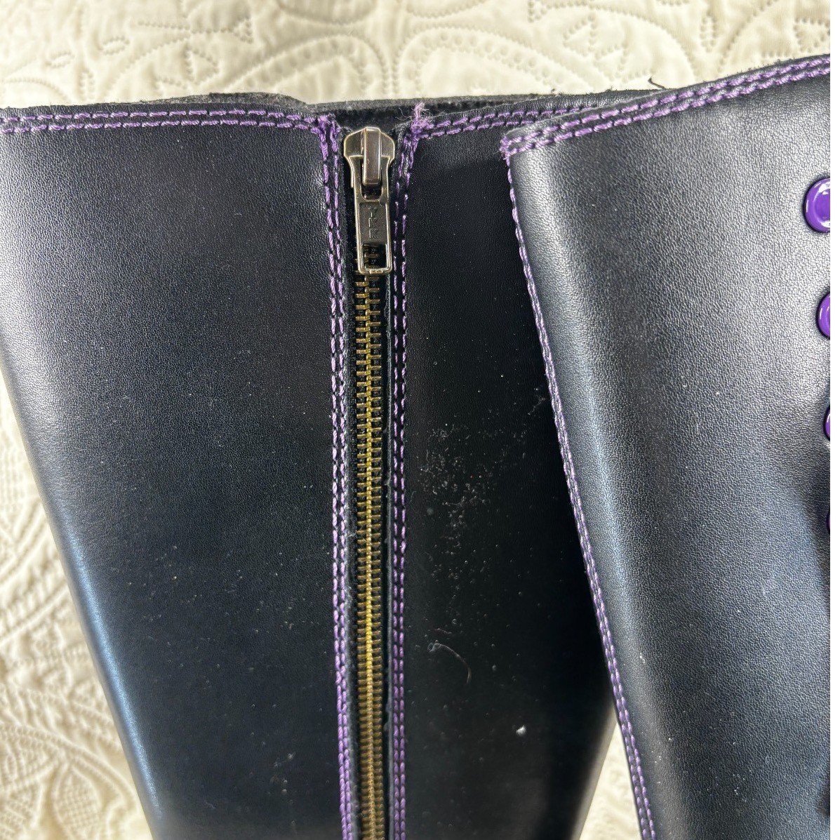 Dream Apparel Women’s Harness Motorcycle Riding Boots for Biker, Purple, Lace