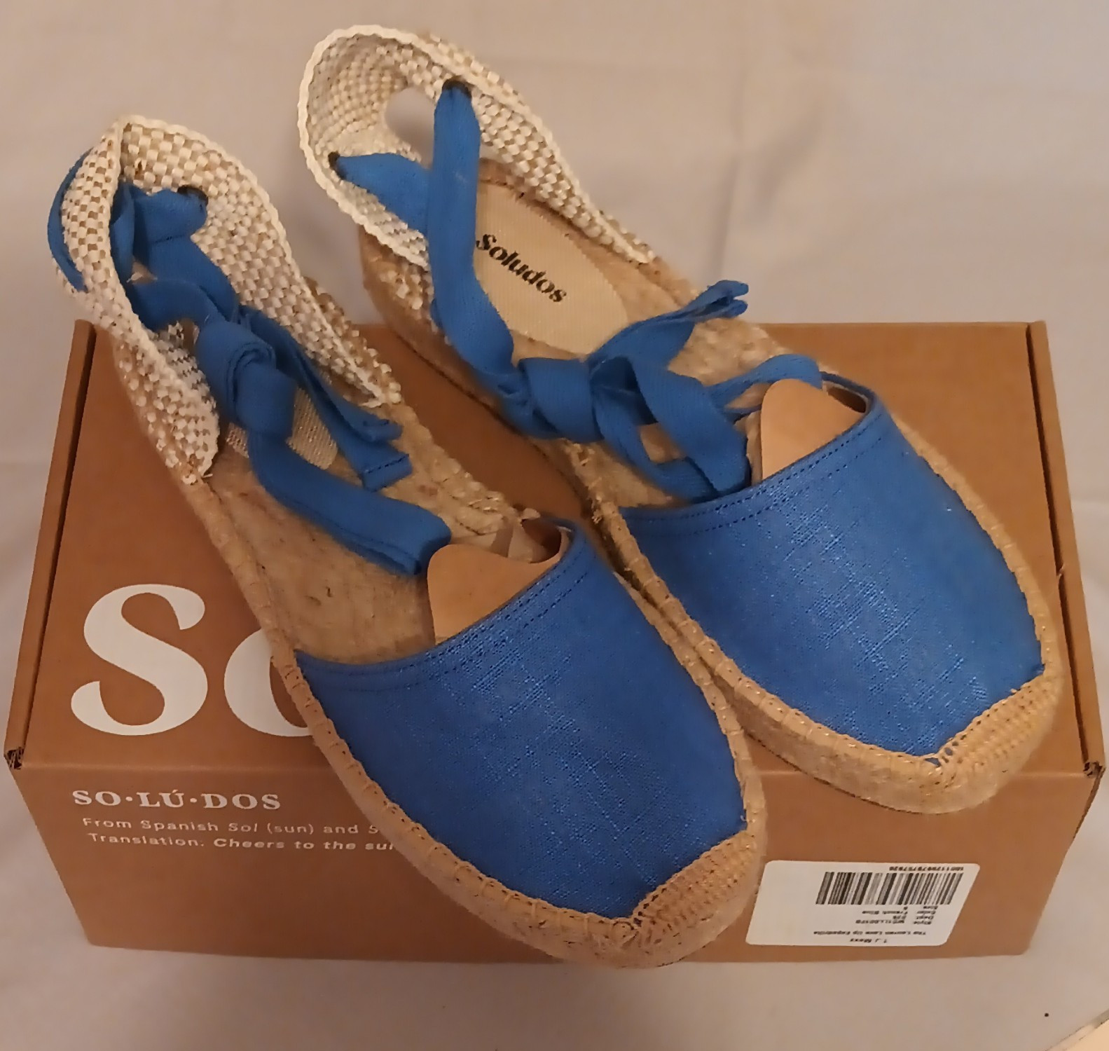 Soludos Women’s Blue Espadrille Sandals Lace-Up Ankle Strap US 9