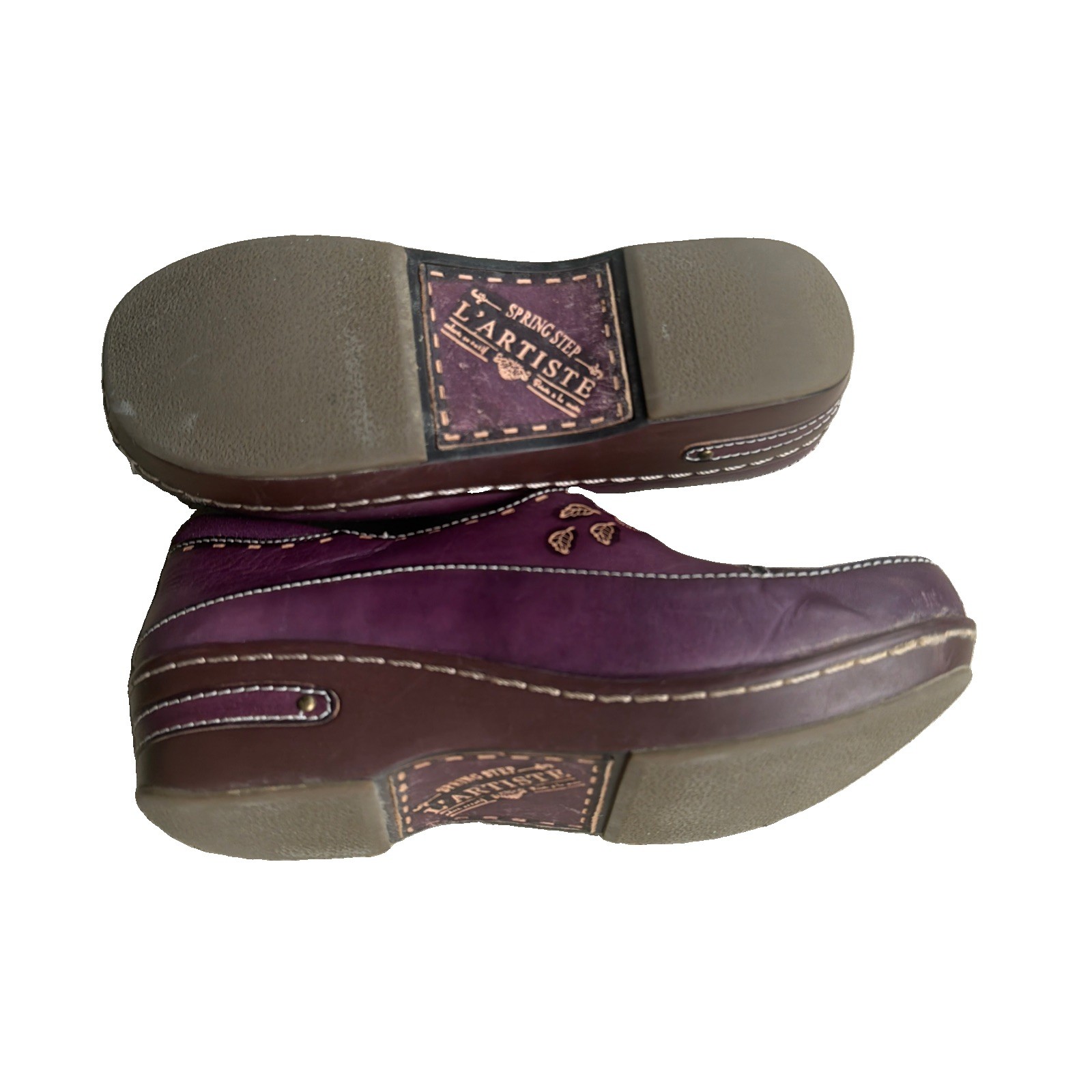 Spring Step L’Artiste Burbank Purple Leather Clogs Women’s EU 38 US 8