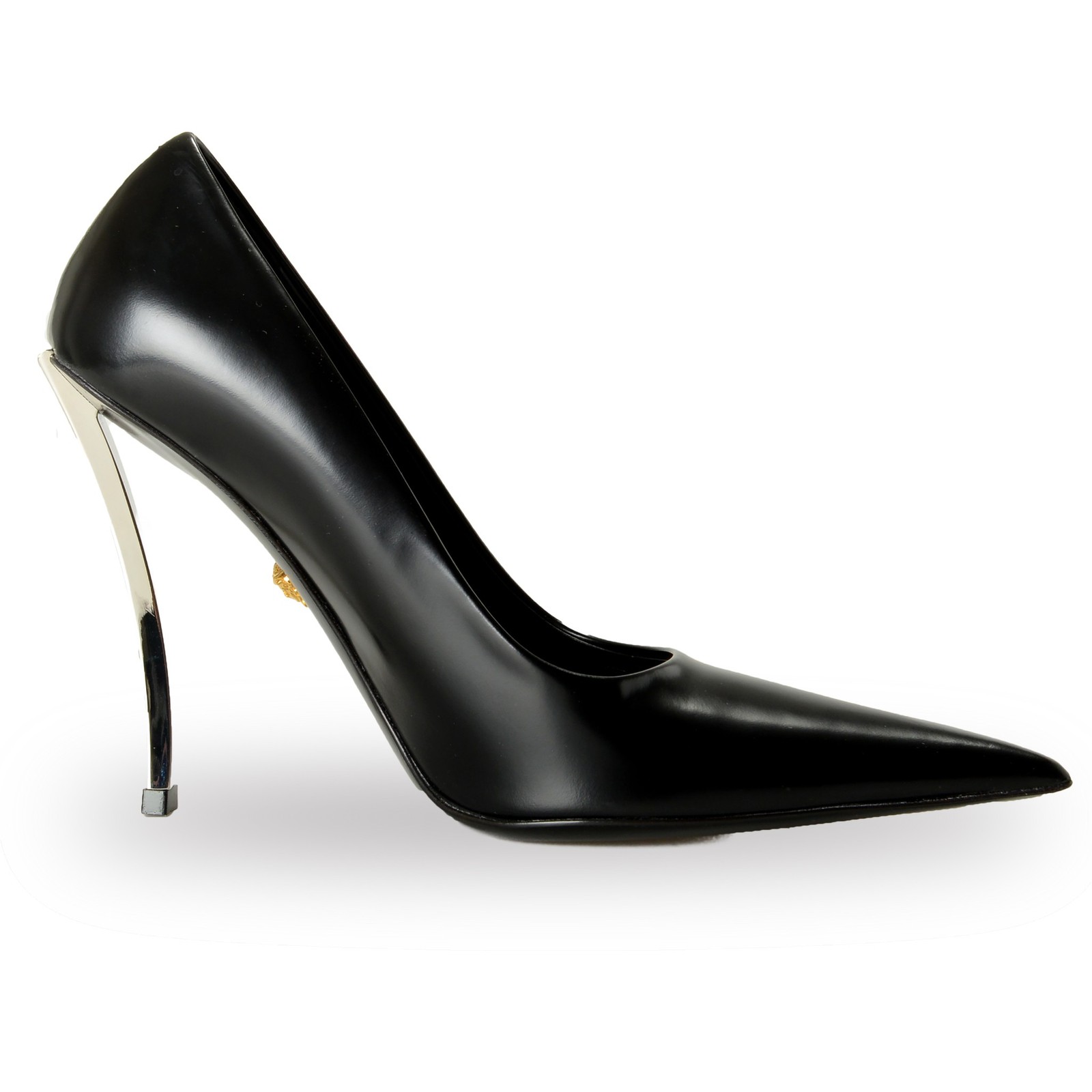 Versace Women’s Black 100% Leather High Heel Stilettos Pumps Shoes US 6 IT 36