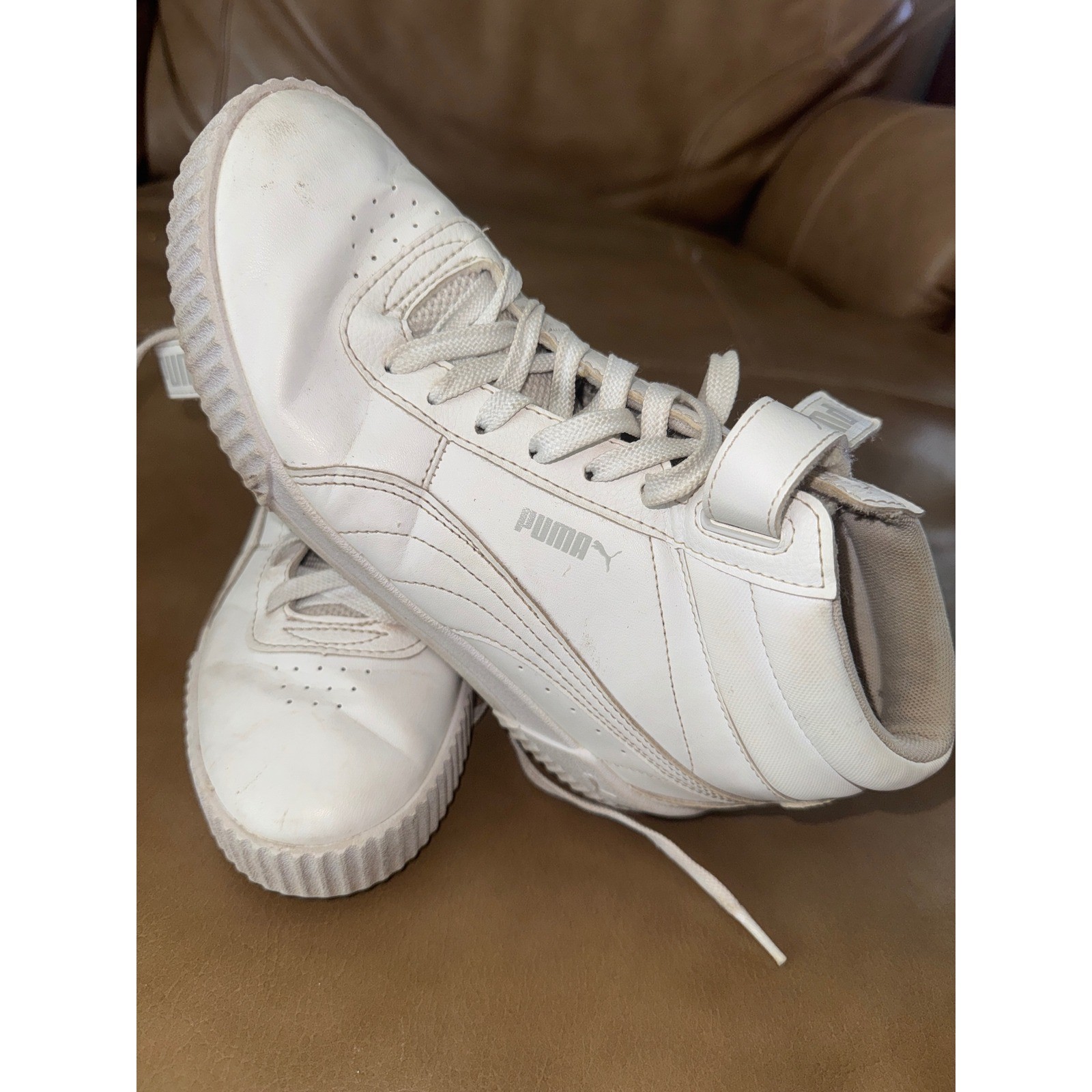 Puma White Leather High Top Casual Fashion Sneakers Women’s Size 8