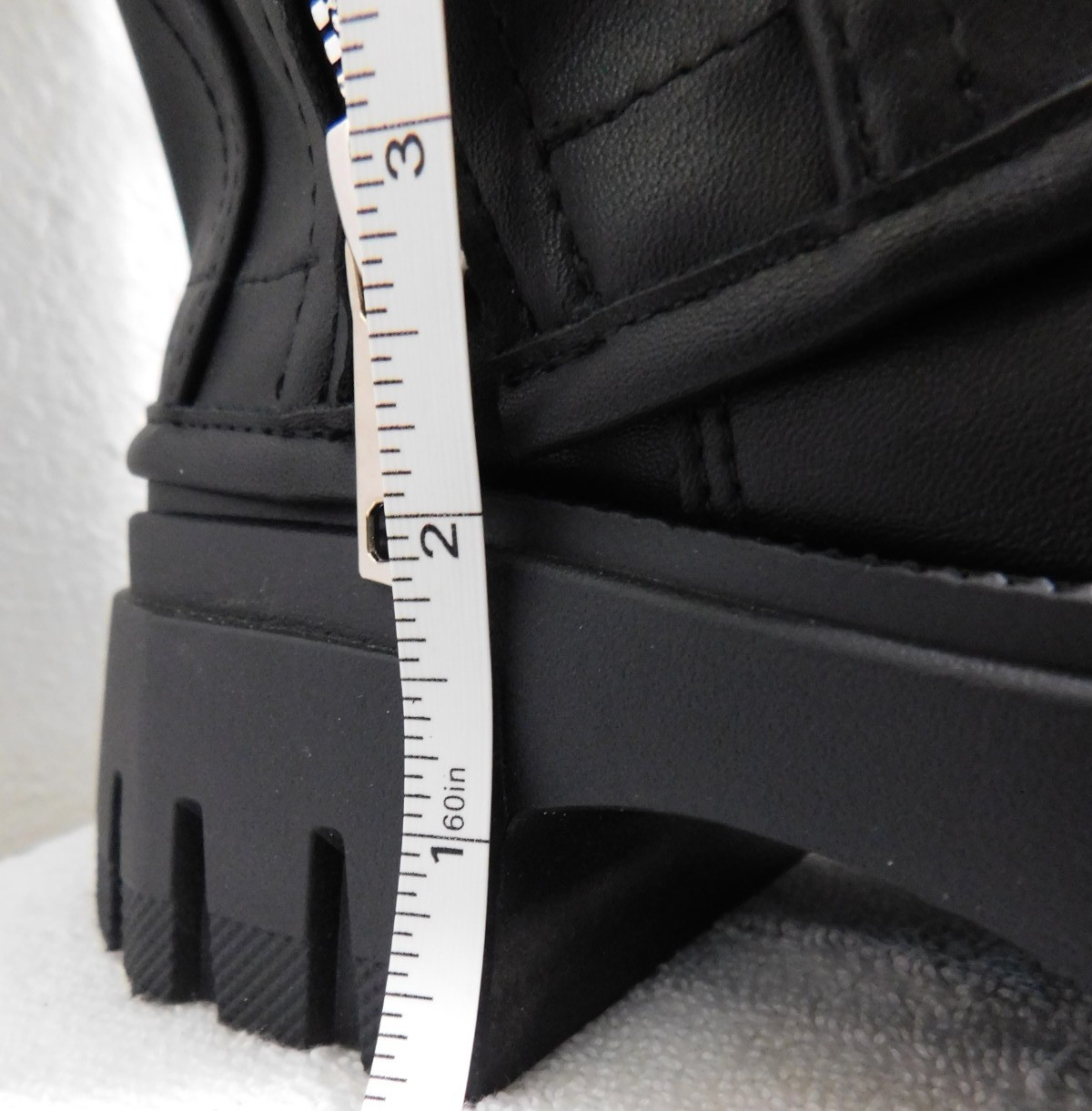 Platform Mid-Calf Boots Buckle Square Toe Side Zip Square Heel Shoe Gothic Biker