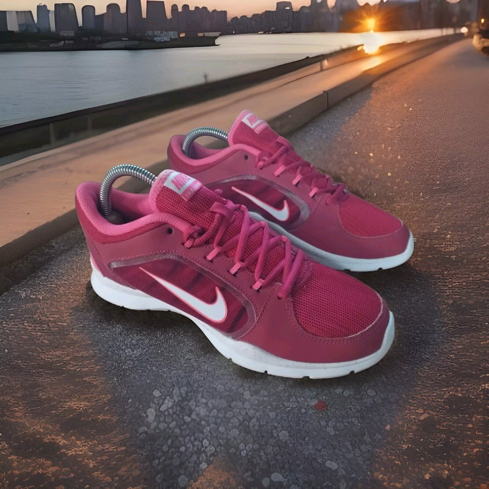 Nike Flex Trainer 4 643083-603 Women’s US Size 8.5 Pink Red White Sneaker Shoes