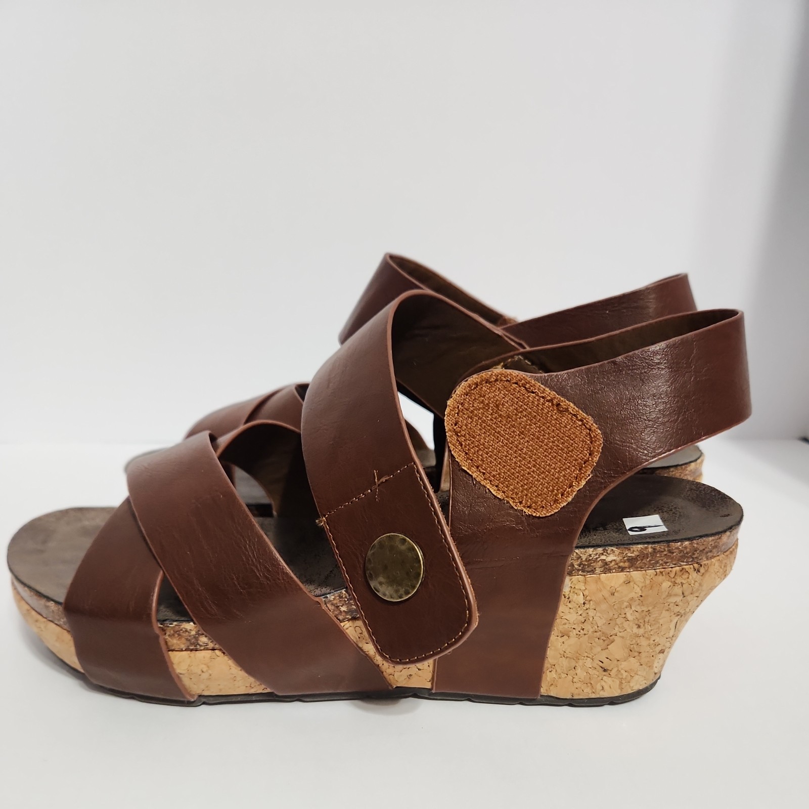 New Pierre Dumas Size 9 Chantal 4 Whiskey Brown Womens Wedge Heeled Sandals Boho