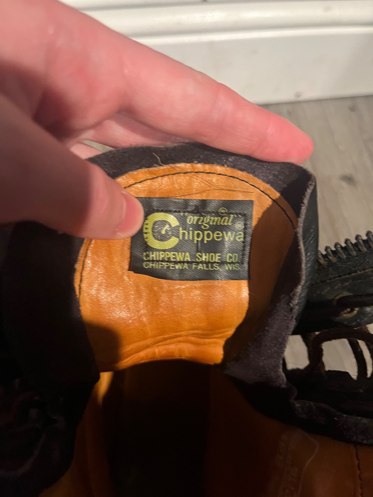 Chippewa Mens 8.5 EE Boots Steel Toe Black Biker Motorcycle Good Condition