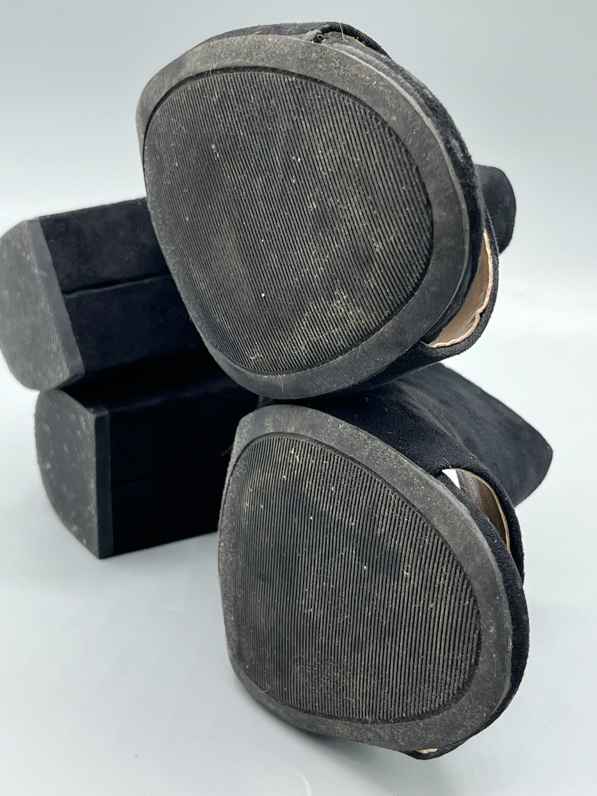 A New Day Black Mule Heels Womens Size 8 Slide 3.5in Heels Faux Suede Slip On