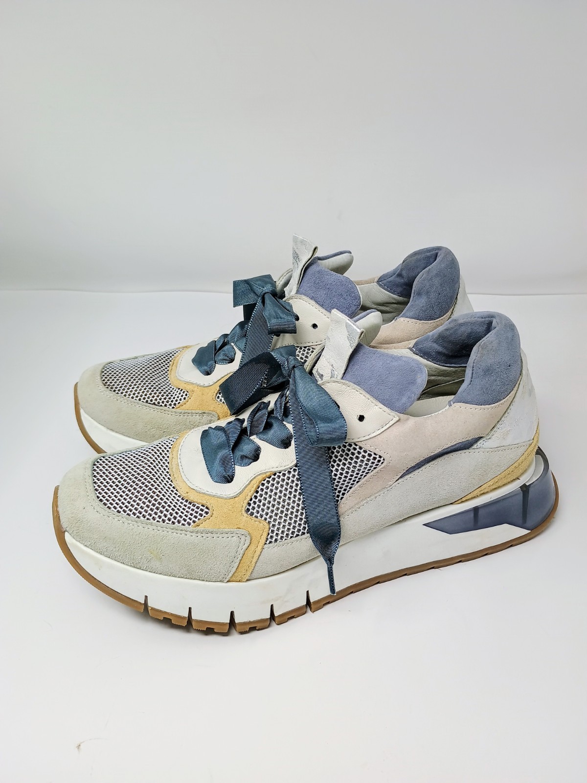 Softwaves Platform Sneakers Blue Tan Silver Camo Suede EU 39.5 US 8.5