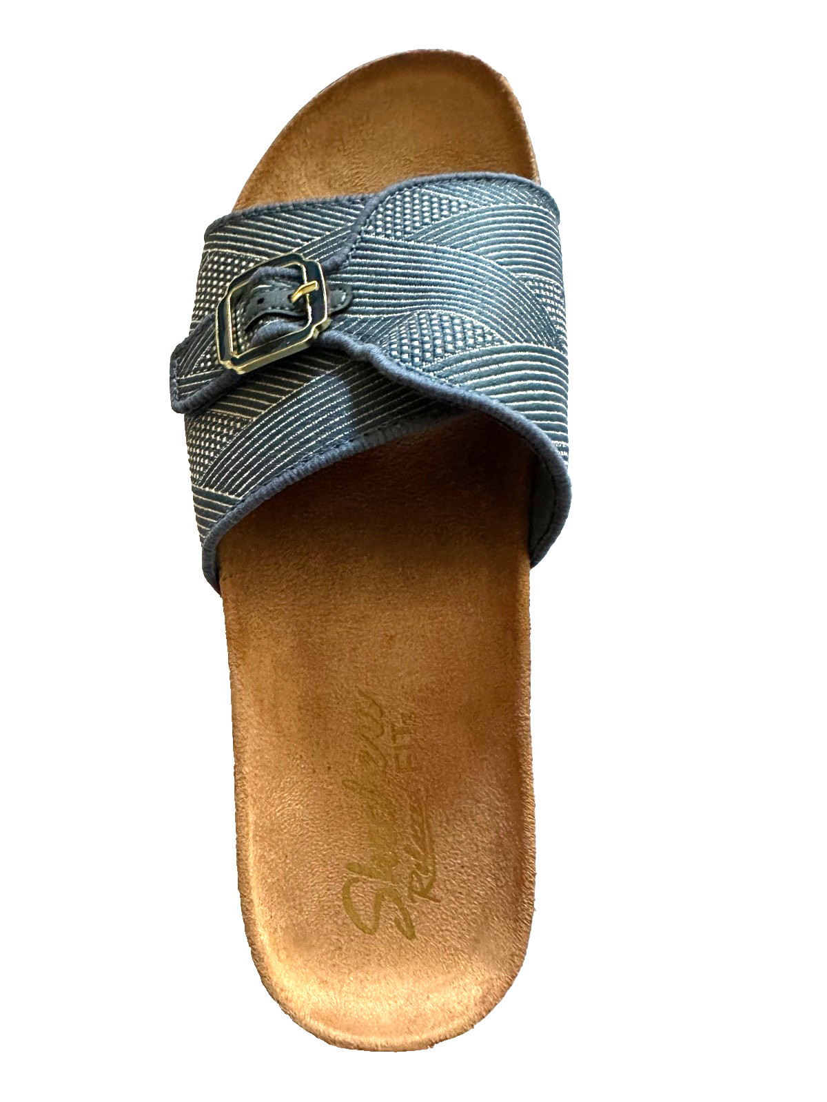 NEW Skechers Womens Lifted Comfort Restless Wave Sandal / Slide, Navy, Sz 7