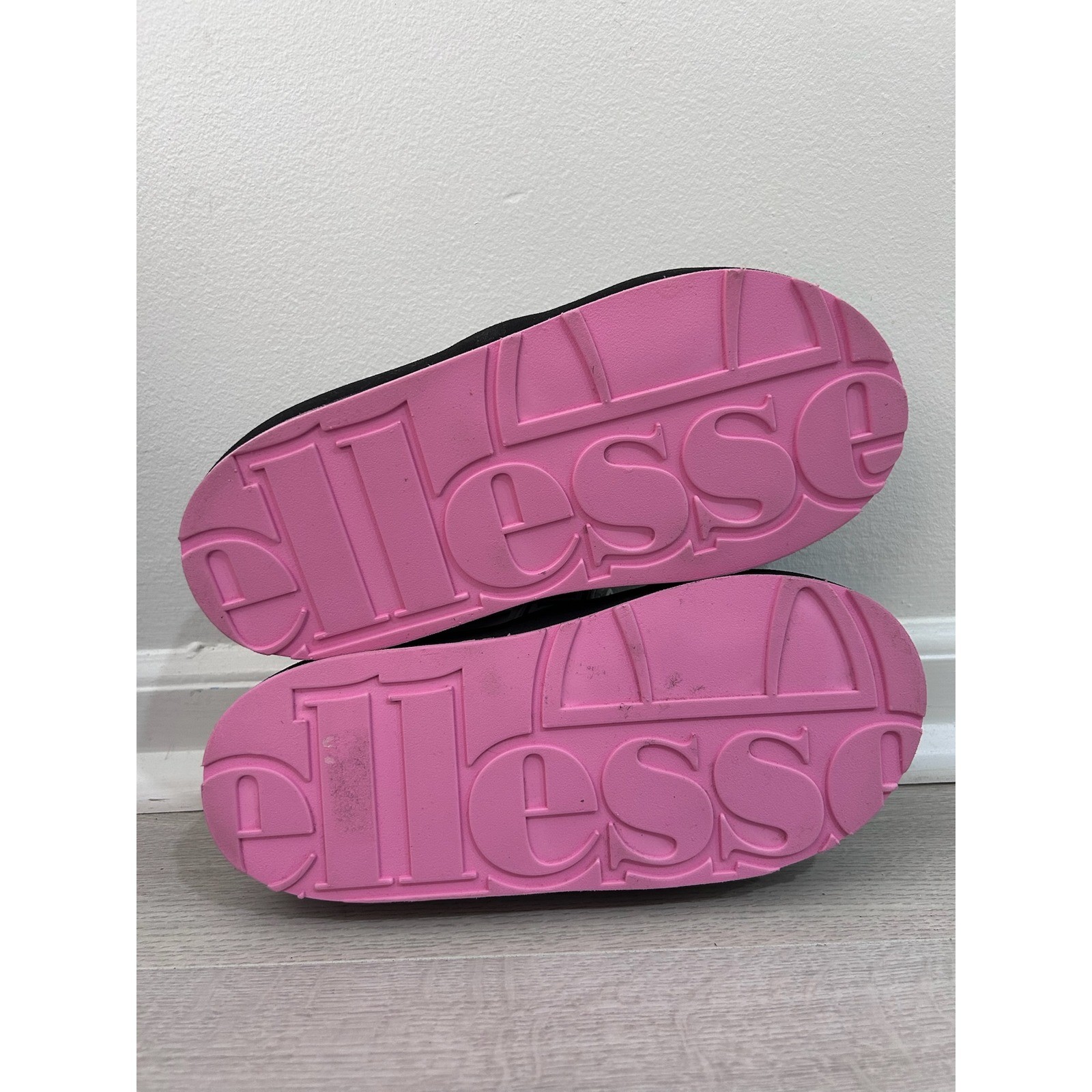 Ellesse Womens Platform Sandals Black White Pink Logo Strappy Sz 7 Retro 90s Y2K