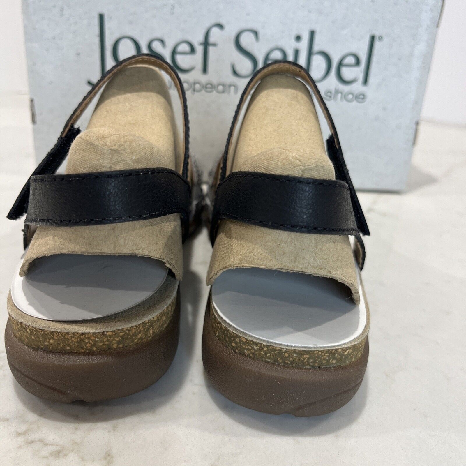 Josef Seibel NEW Sandals Riley Strappy Comfort Shoes Silver Black Cork EU42 US11