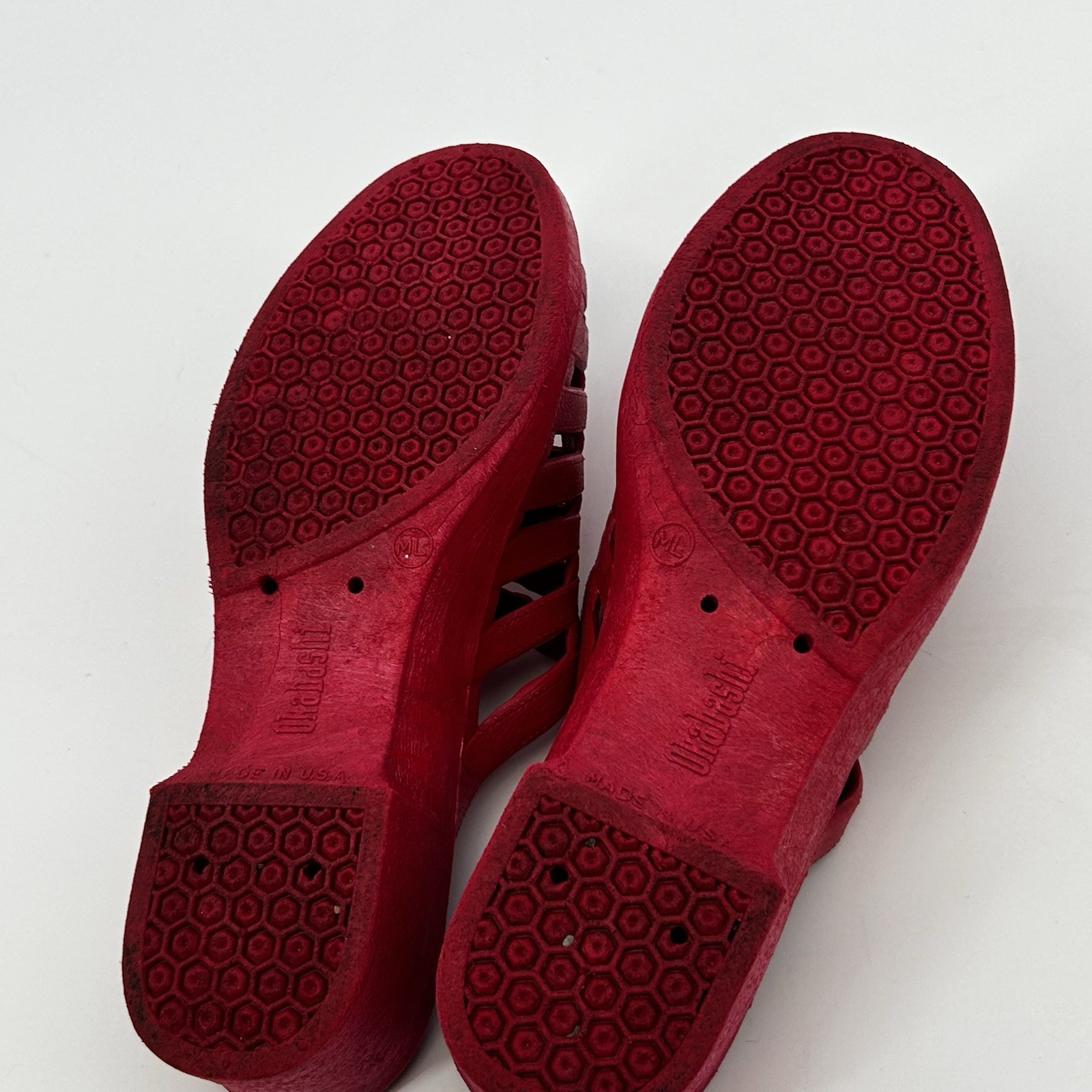Vintage Okabashi Red Wedge Slide Sandals Women’s Size M/L