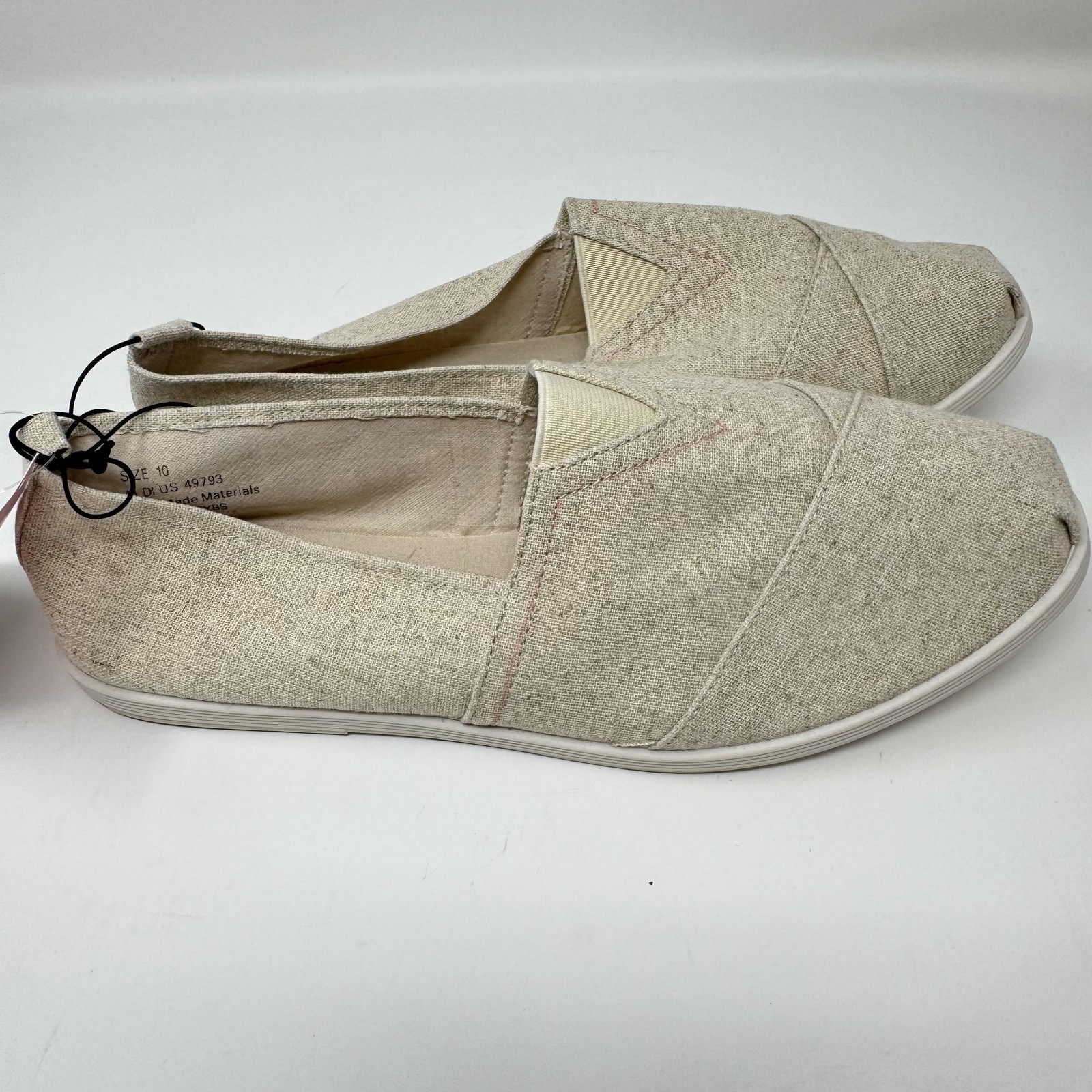Serra Shoes Womens Size 10 Beige Canvas Slip On Flats Casual Lightweight Travel