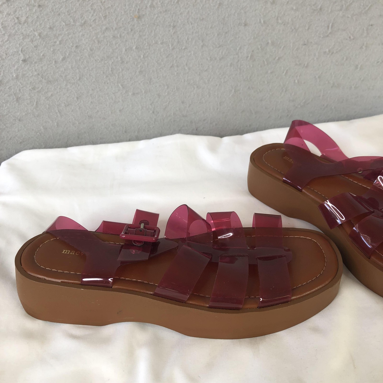 Maeve Shoes Womens Size 8.5 Pink Jelly Strappy Platform Sandals Fishermen Beach