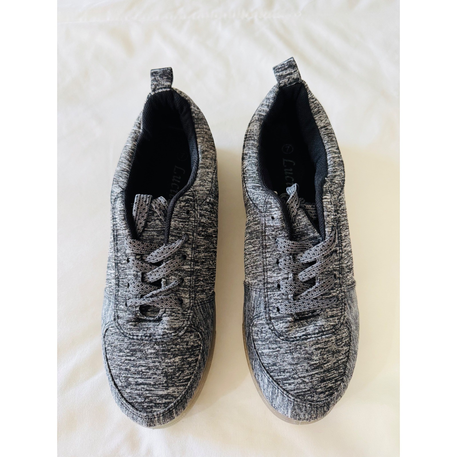 Lucita Womens LIGHT-002 LED Light Up Sneakers Grey Marled Canvas Sz 7 NOT TESTED