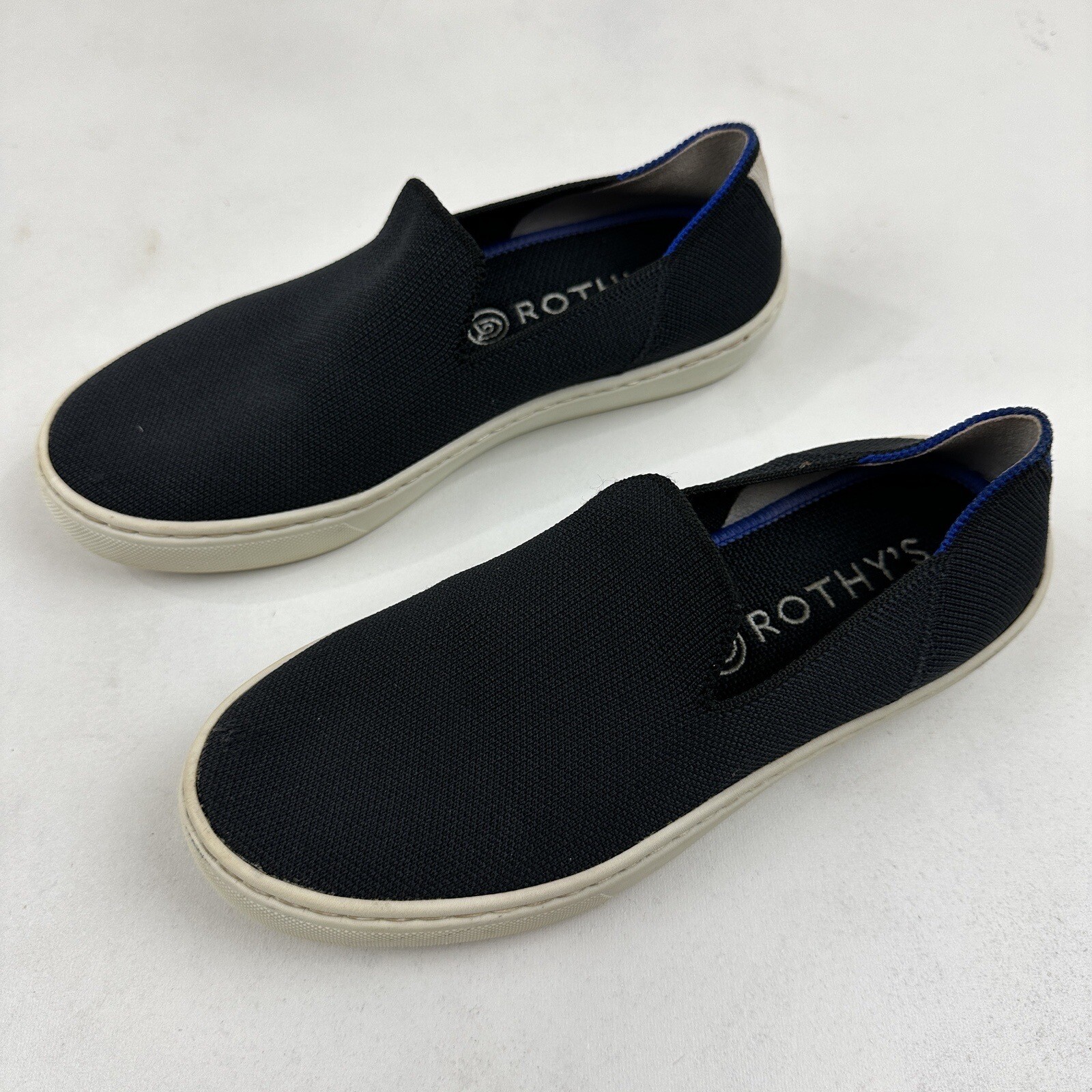 ROTHY’S Black Original Slip On Sneakers Size 6 Washable Knit Recycled Materials