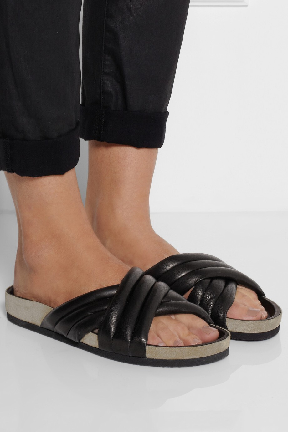 ISABEL MARANT ETOILE Holden Slides Comfortable Leather Japanese Inspired US 38 8