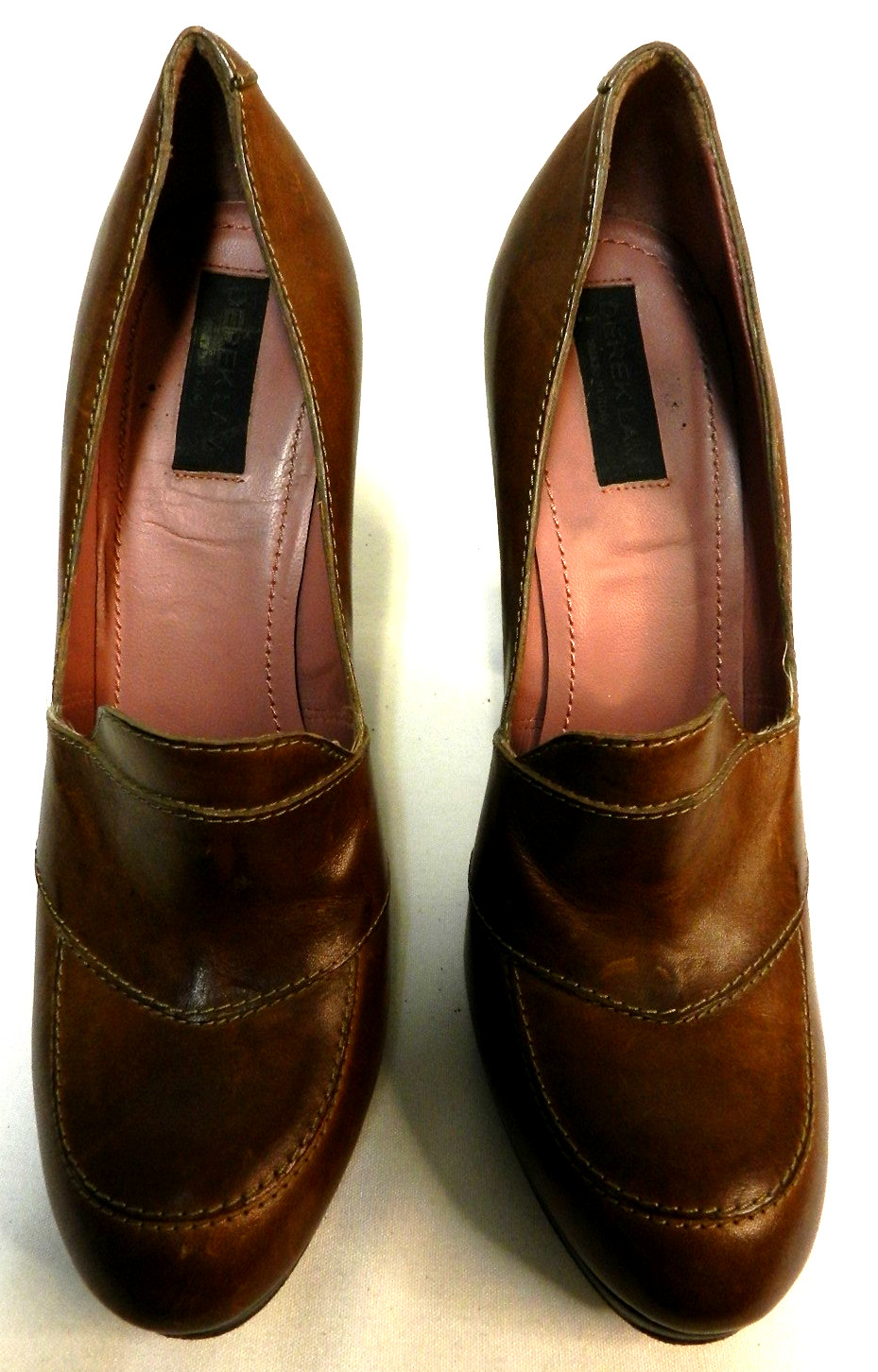 Derek Lam Leather loafer platform heels pumps brown Italy Size Sz 39 US 8