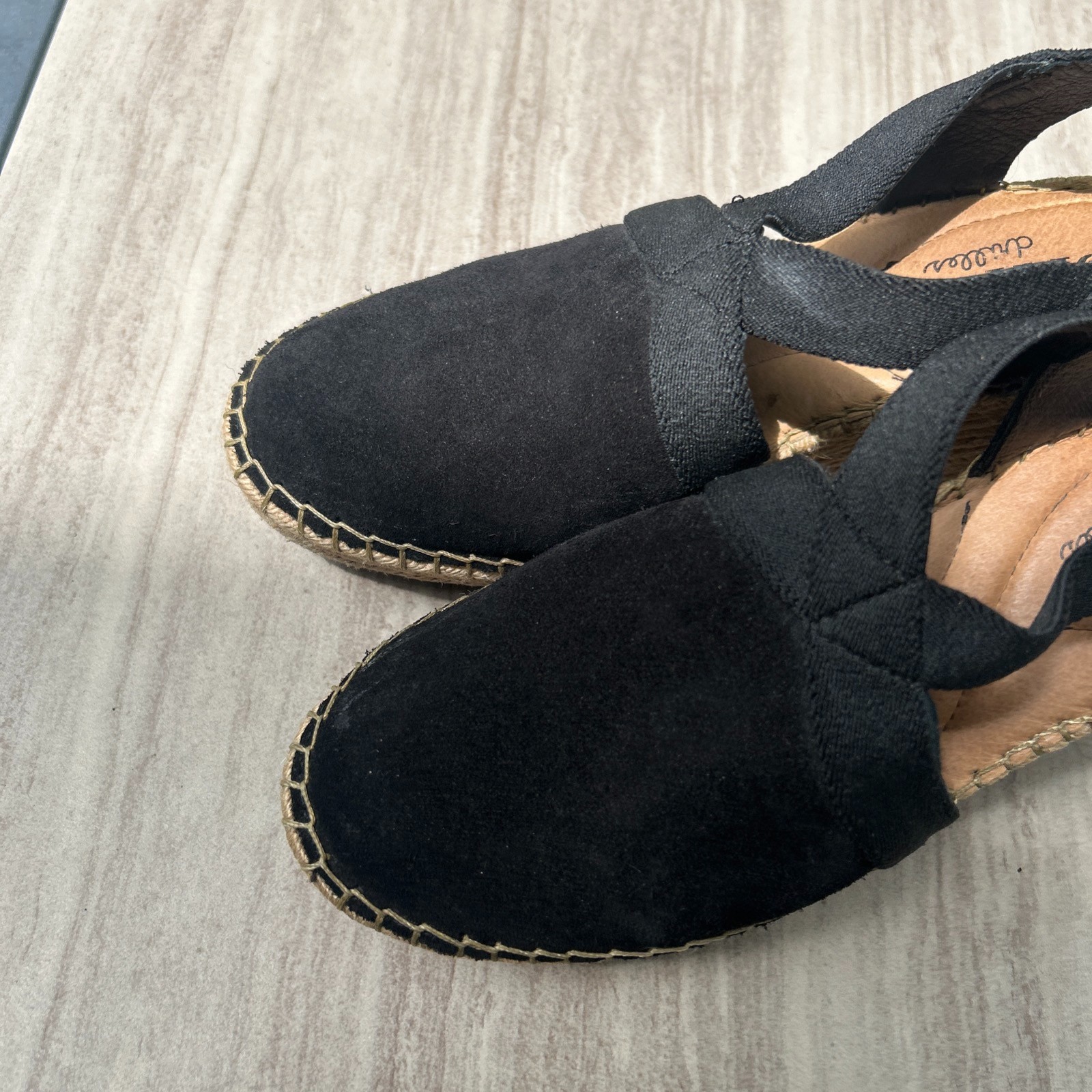 BORN Black Suede Espadrille Wedge Platform Sandals Women’s Size 5 Vacation
