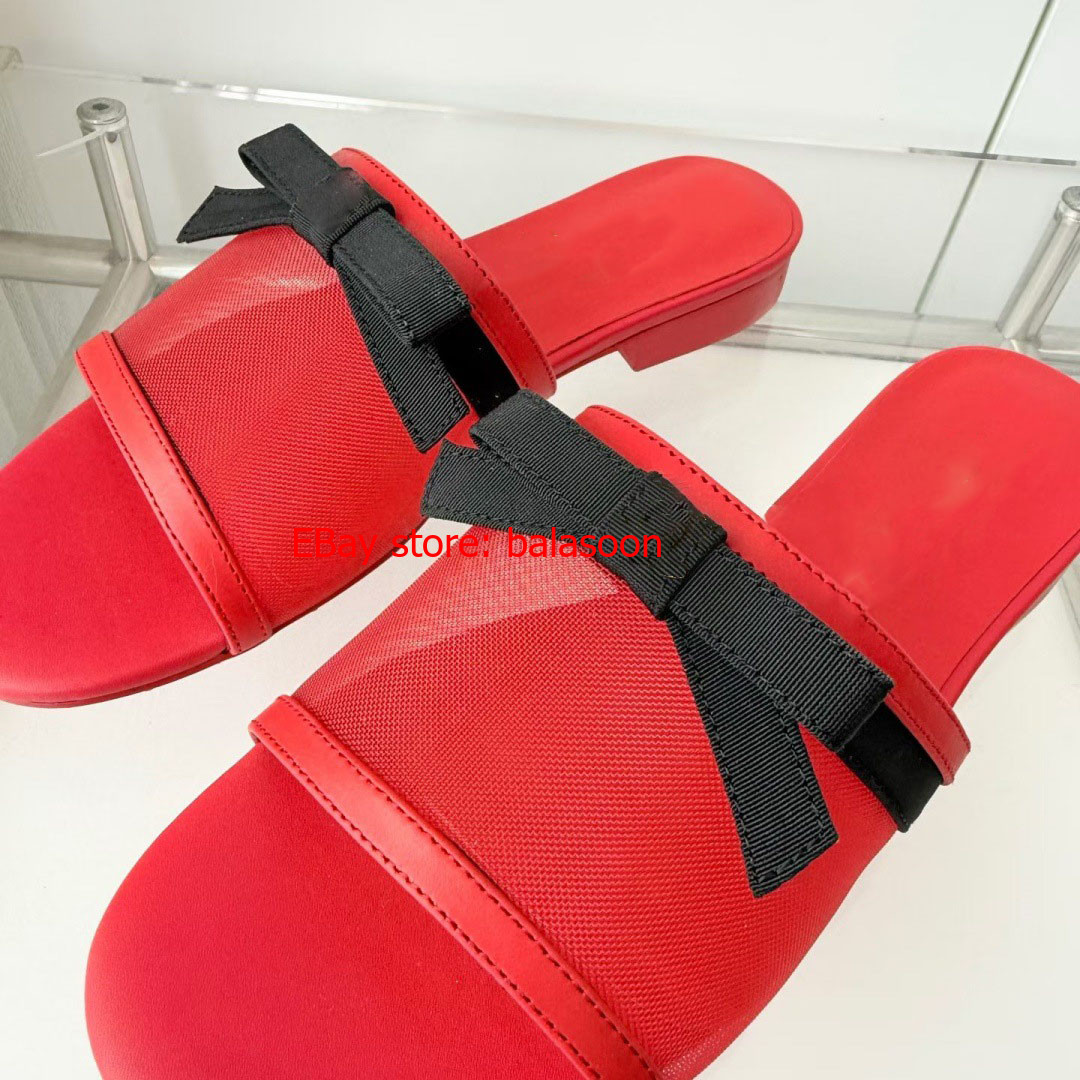 bow low-heeled slippers spring and summer 2026 mesh slippers comfortable 35-40