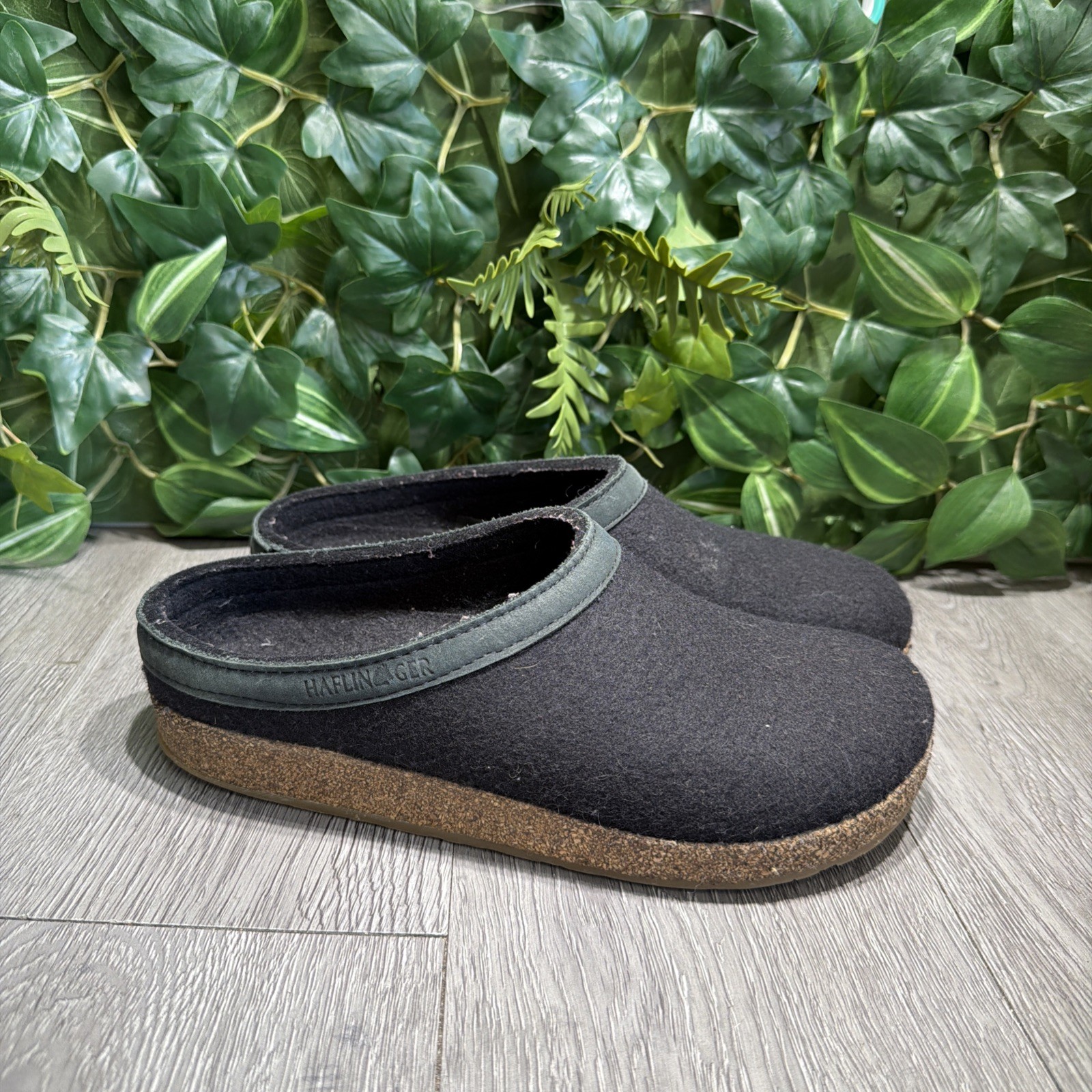 Haflinger Gz Classic Grizzly Slipper Clogs Wool Med Black Women’s Size 40 US 9