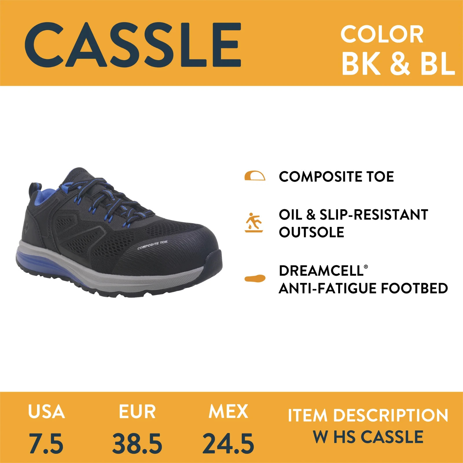HERMAN SURVIVORS – SIZE: 9.5 – Cassle Slip-Resistant Composite Work Sneakers