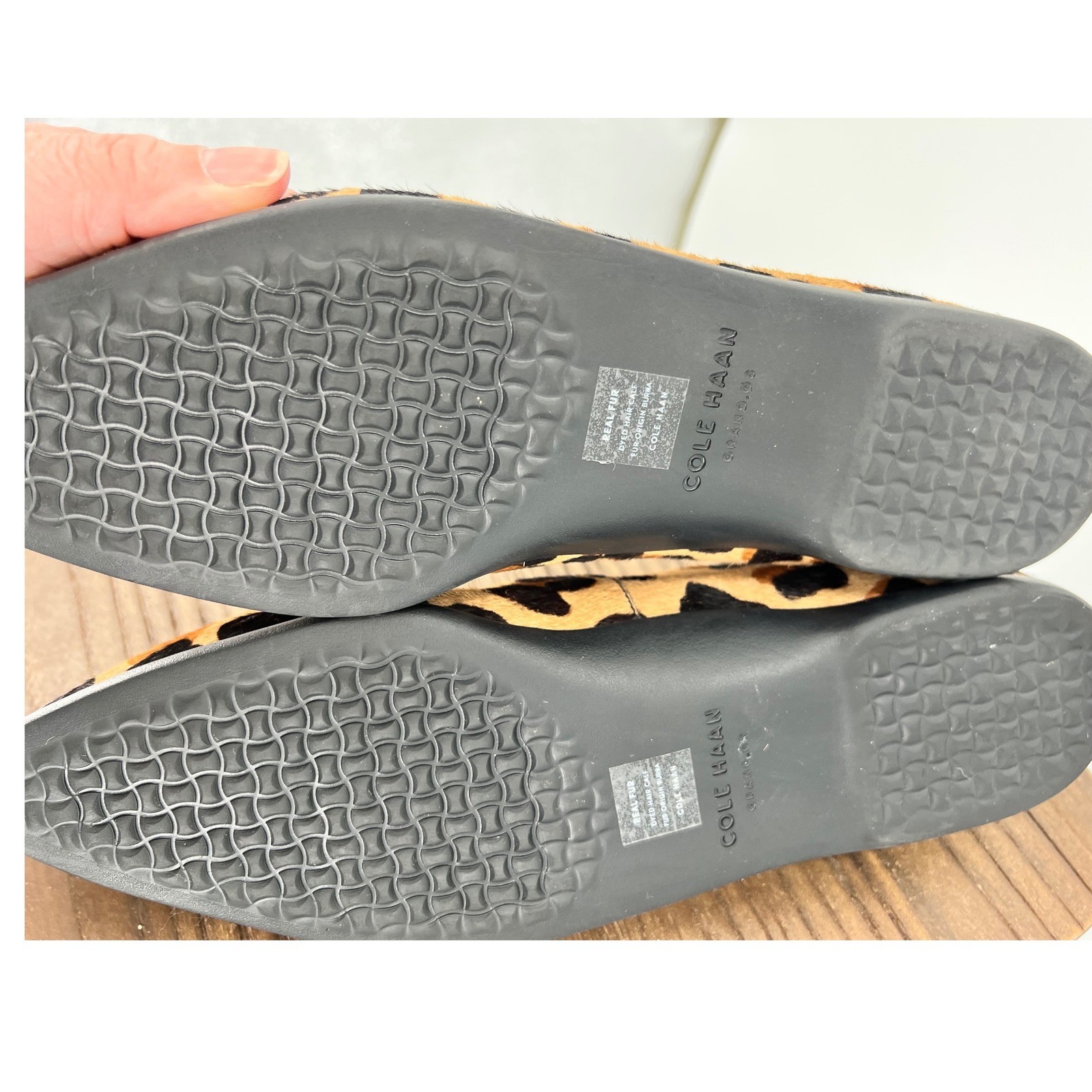 Cole Haan Grand Ambition Leopard Calf Hair Flats Women’s 9.5 B Real Fur
