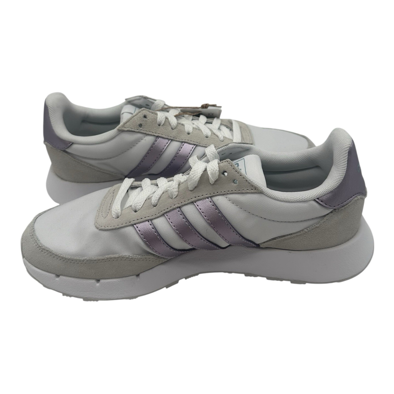 Adidas Run 60s 2.0 Running Shoes Womens Sz 9 White/Metallic Purple Sneakers