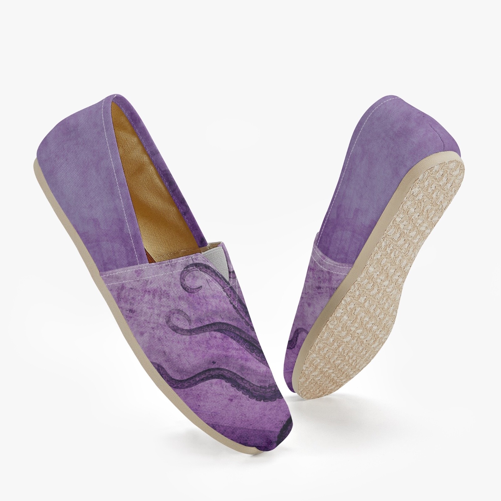 Purple Octopus Slip On Canvas Shoes Nautical Ocean Squid Art Casual Flats