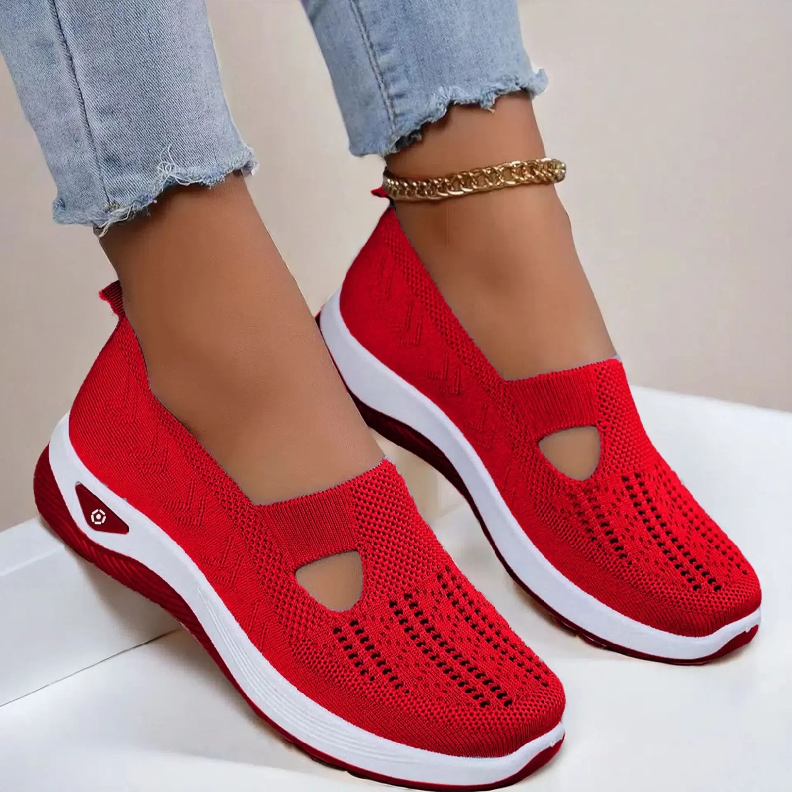 Women Mesh Flats Shoes Breathable Slip On Walking Sneakers Soft Non Slip Casual✨