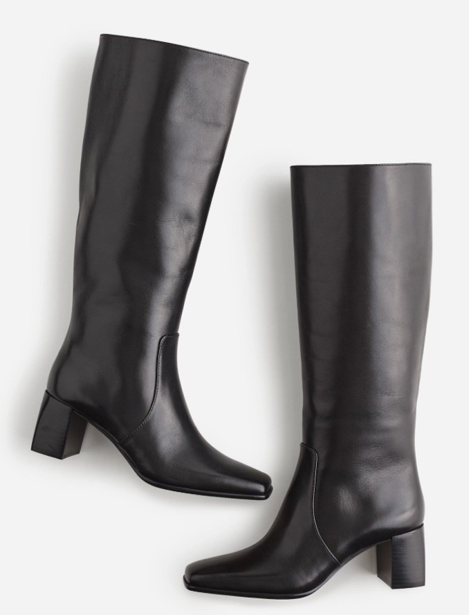 Madewell The Zane knee-high Boots In Leather tall riding True Black 8.5