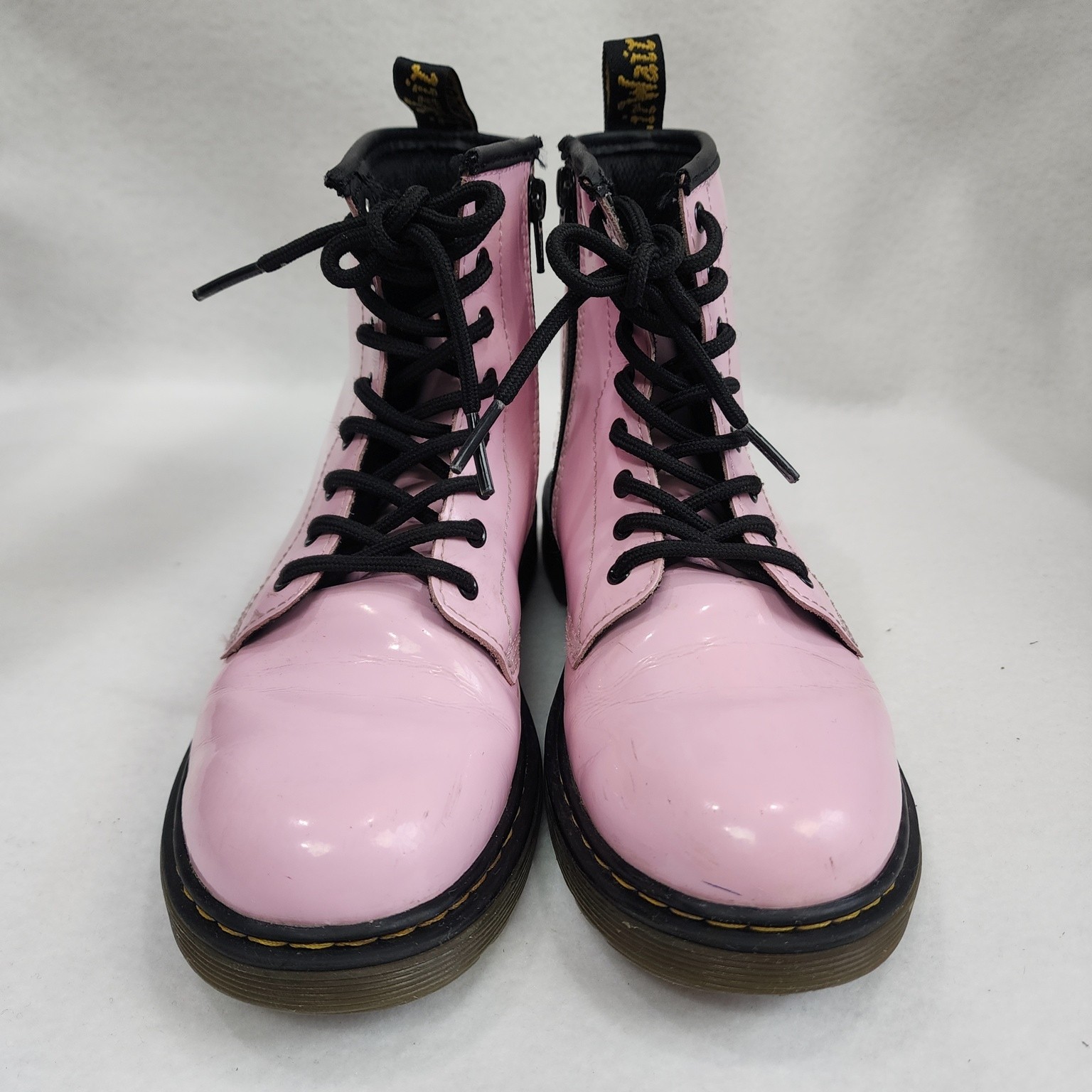 Dr. Martens 1460 Unisex M4/W5 Boots Pink Patent Leather Side Zip Combat Boots