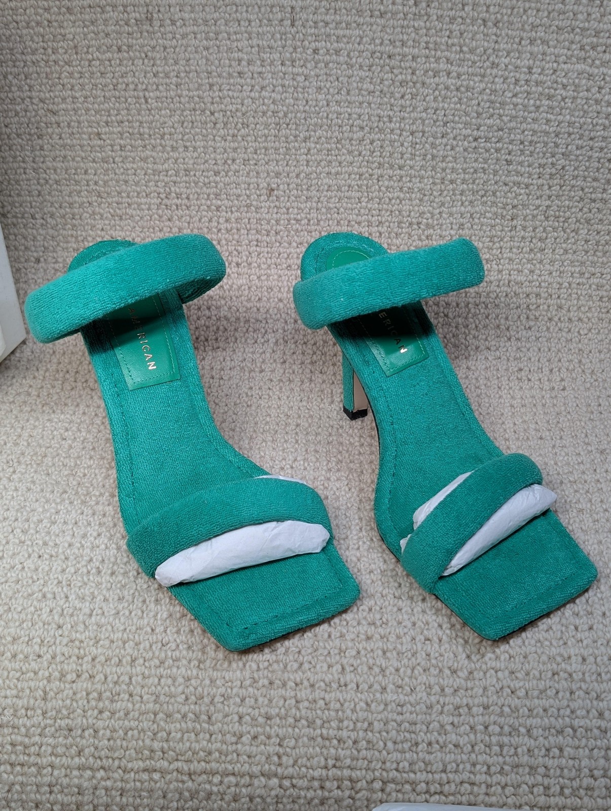 Good American Shoes Womens Terry High Heel Sandals Made in Spain New Size 7