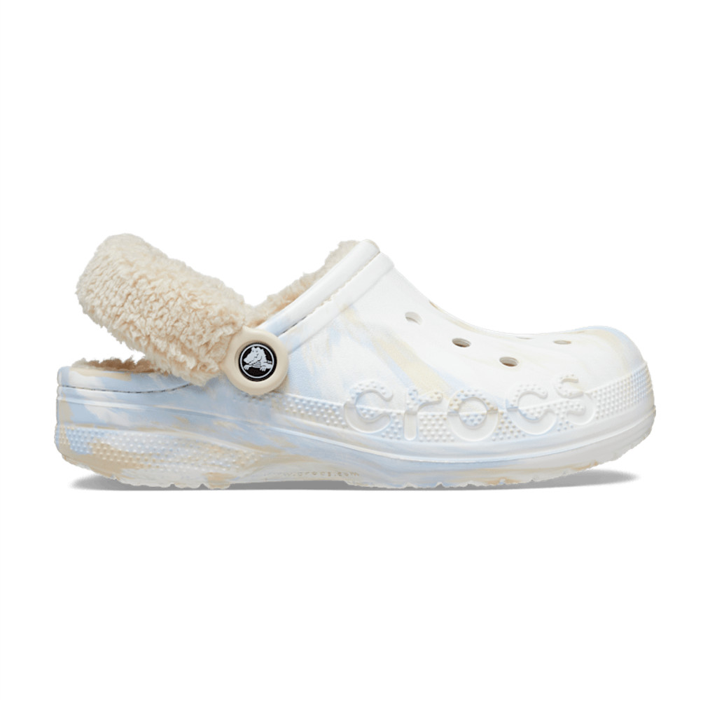 NEW CROCS Baya Lined Fuzz-Strap Marbled Clog 209241-94S White Multi UNISEX SIZE