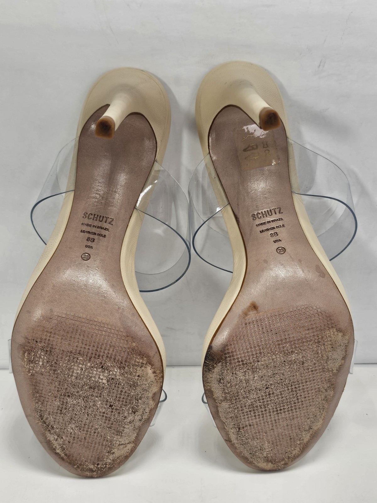 Schutz Ariella Suede High Heel Sandal Oyster Womens Size 8 nude double strap