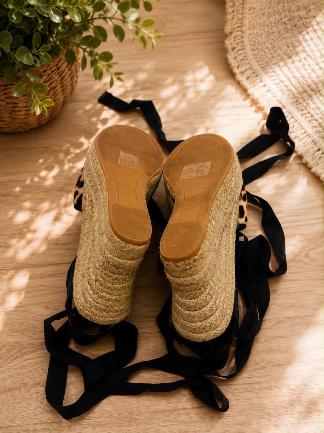 Tory Burch Leopard Calf Hair Espadrille Wedge Sandals Women’s Size 7