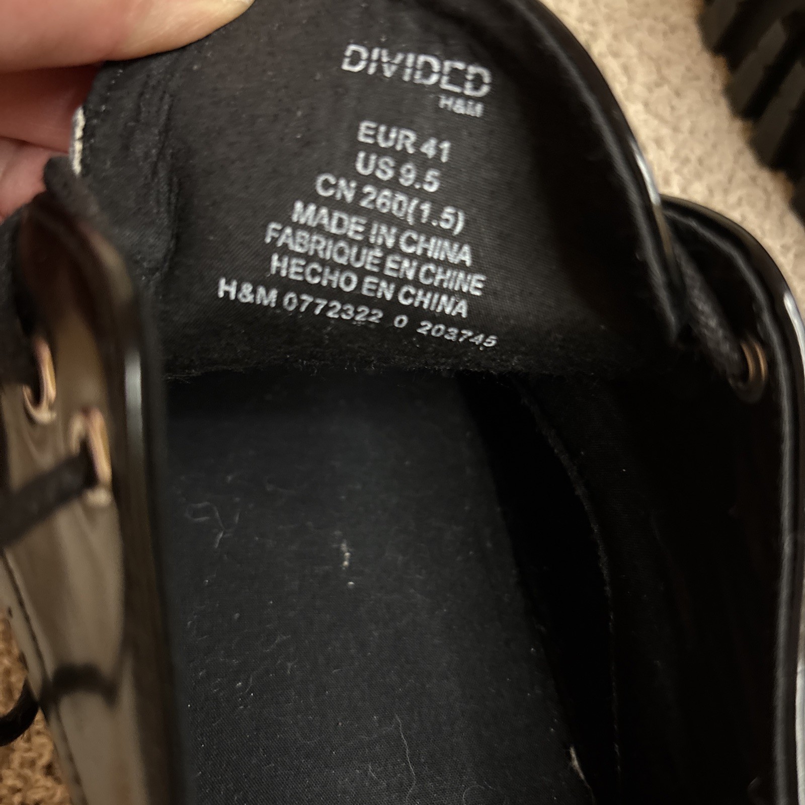 H&M Divided Lug Sole Platform Oxford Shoes Women EU 41 US 9.5 Black