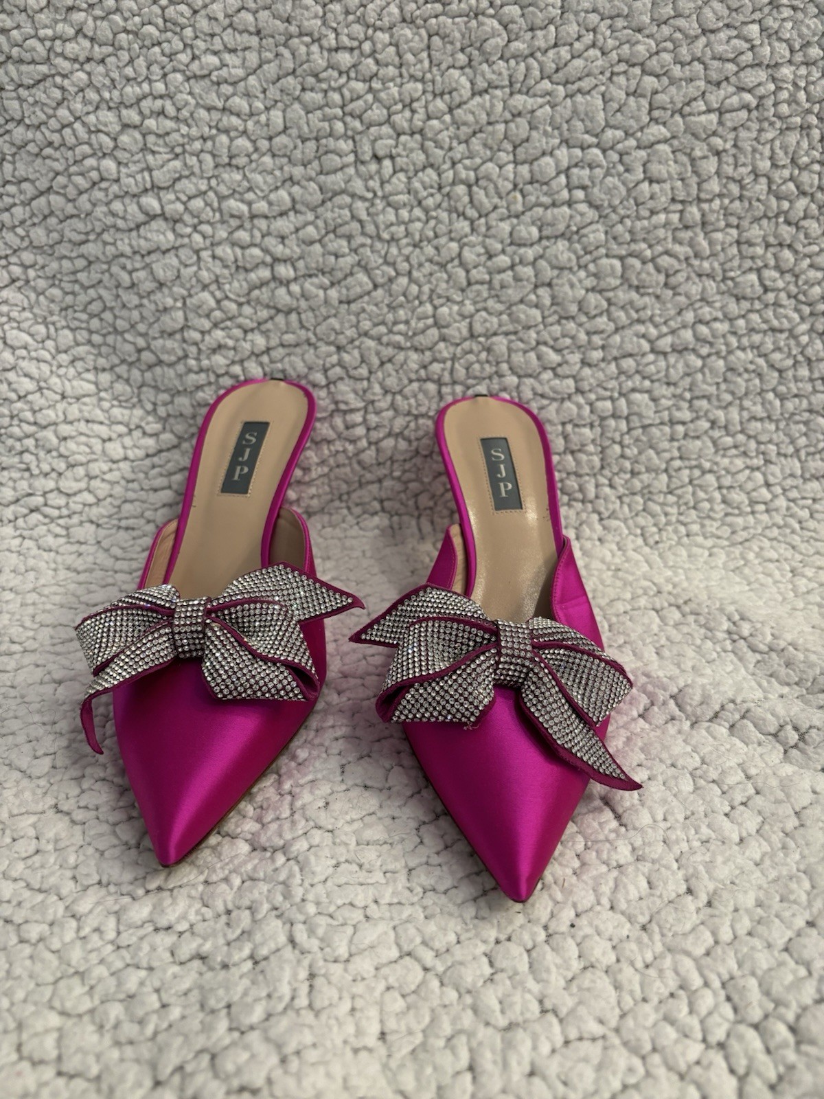 SJP Paley Grand Glitter Bow Mules Size 39 1/2 Great Condition No Box