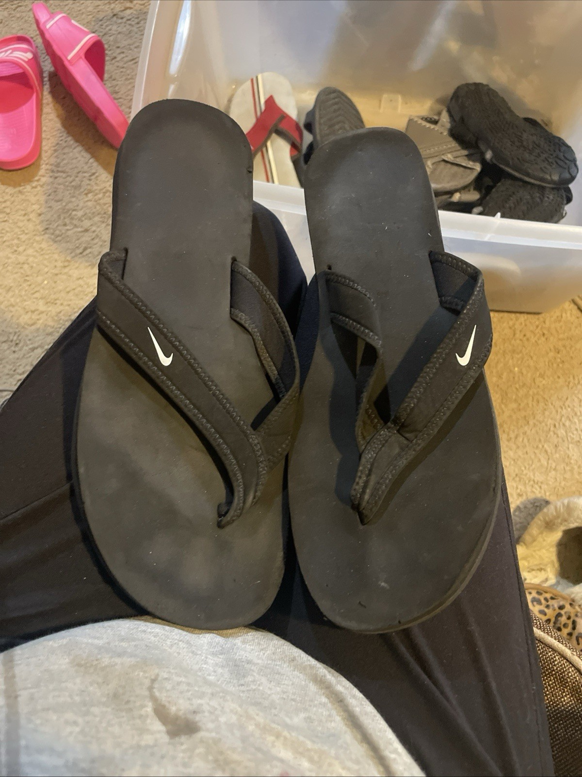 Nike Celso Girl Thong Women’s Slides Black Flip Flop Size 9