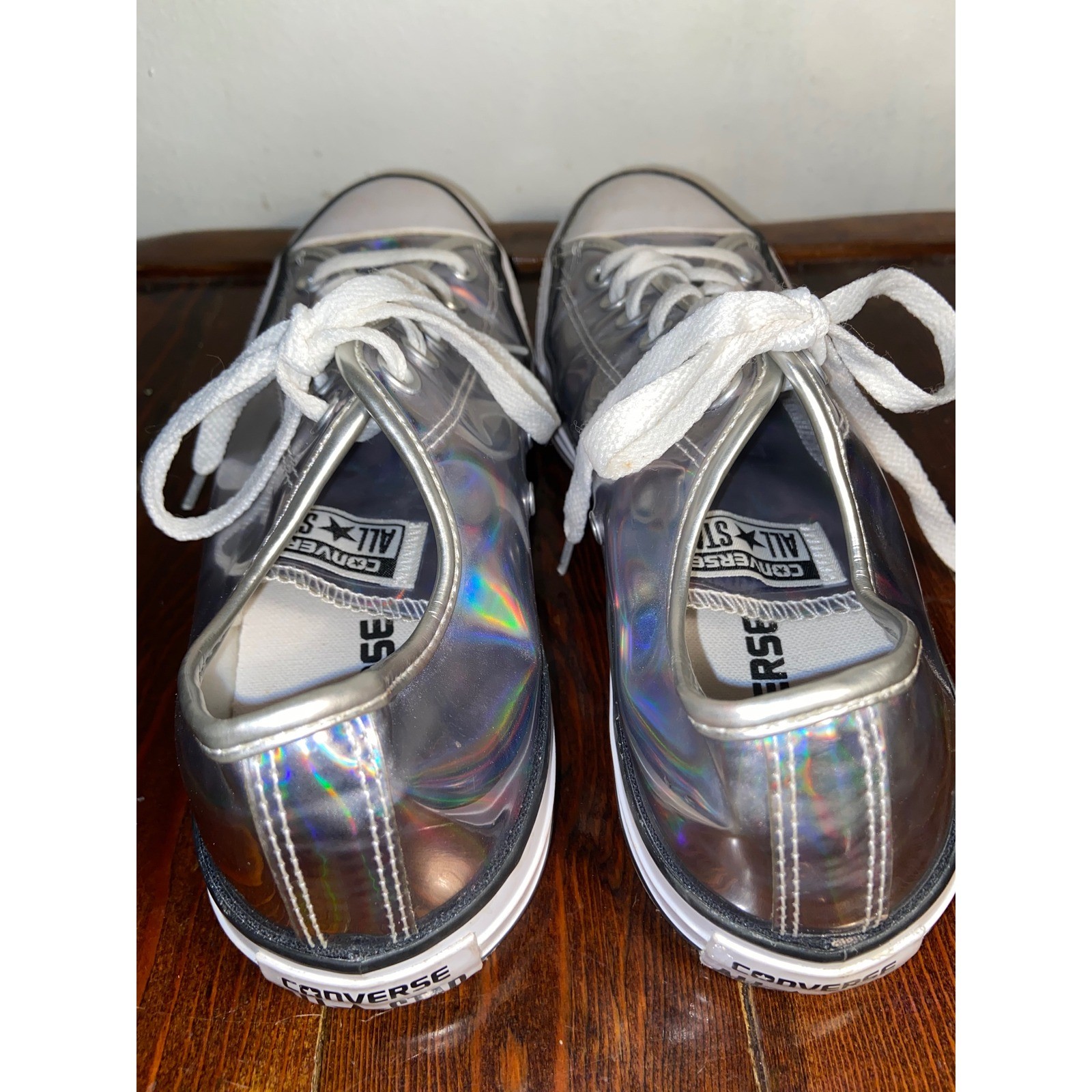 Converse Chuck Taylor All Star Ox Holographic Silver Low Top Sneakers M7 W9 EUC