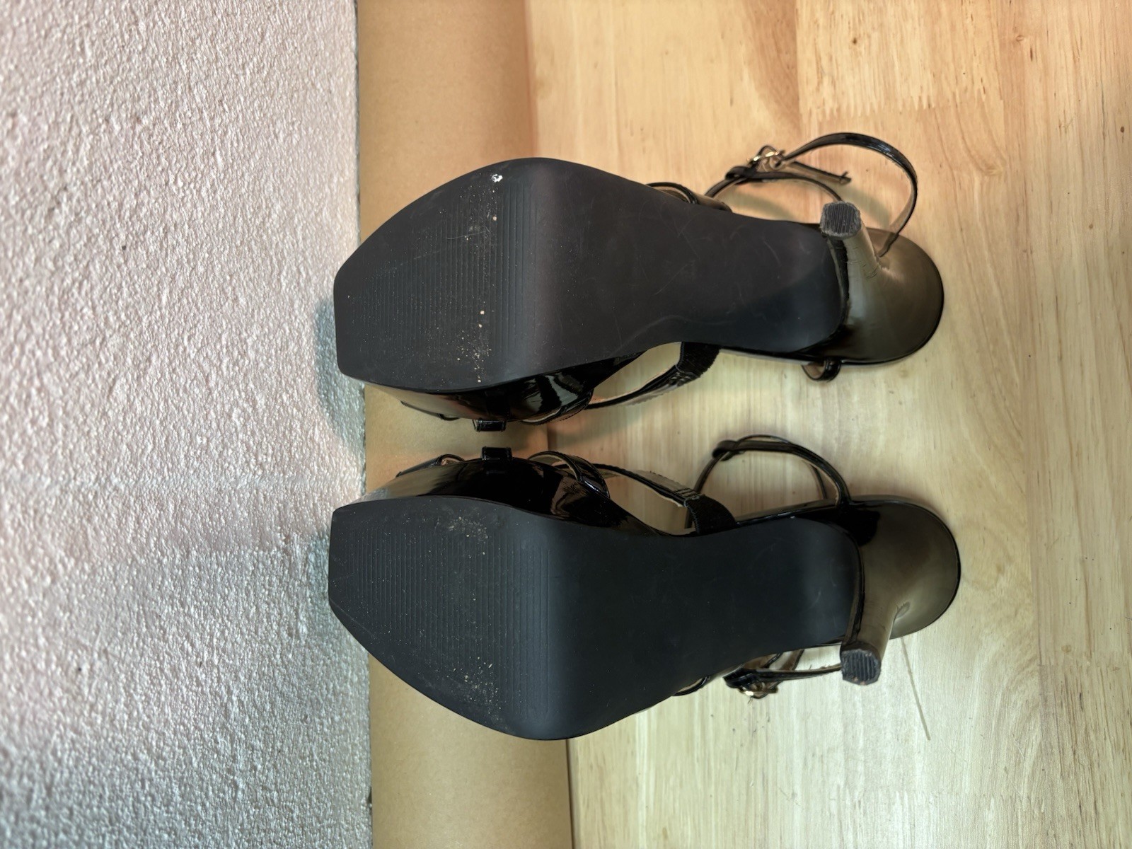 Boston Proper Women’s Black Patent Platform Ankle Strap Buckle Heels Size 8M