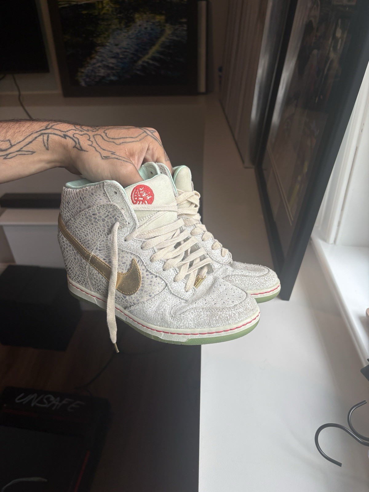 ‘Year of the Horse’ Nike Sky-Hi Dunk *rare* worn 2x – sea foam, grey, gold