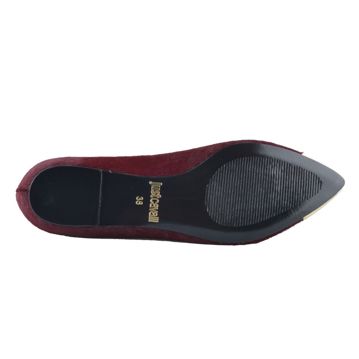 Just Cavalli Women’s Burgundy Pony Hair Ballet Flats Shoes US 6 IT 36