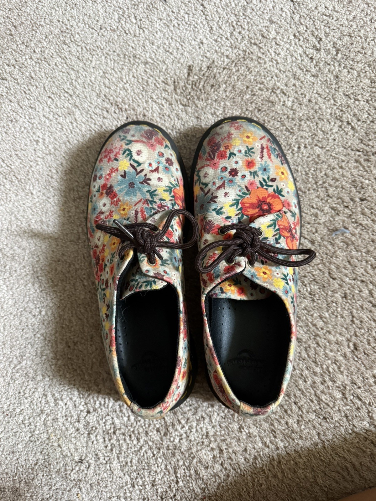 Dr Doc Martens 1461 Wanderlust Canvas 3 Eye Shoe US 8 Taupe Floral Oxford