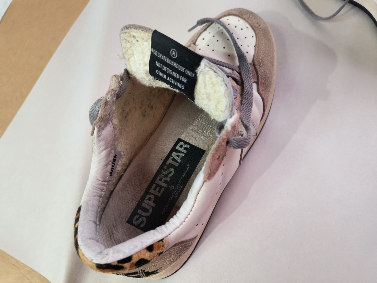 GGDB Golden Goose SUPERSTAR Leopard Silver Sneakers White Leather Women’s 40