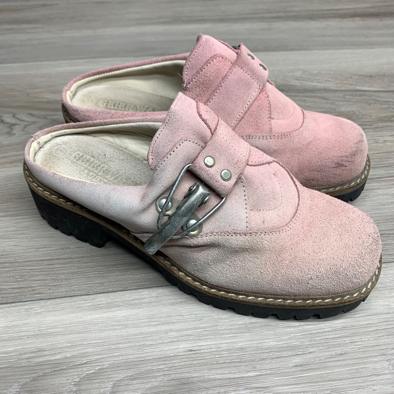 GEIER WALLY AUSTRIA Women’s 6-6.5 EU 37 US Suede Leather Mules Slides Clogs Pink