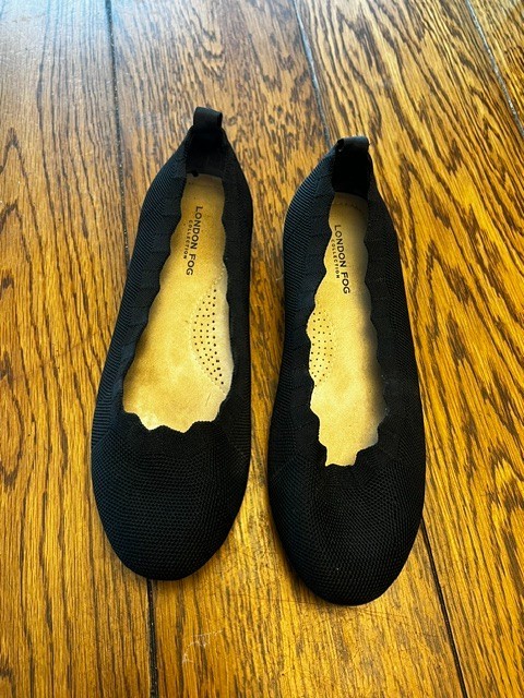 Women’s London Fog Collection flat Shoe, Black, Size 7W, Textile upper, Ex Cond!