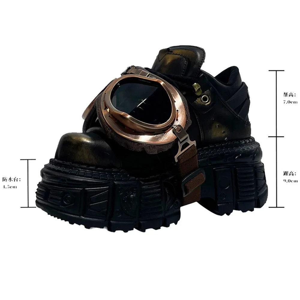 Punk Motorcycle Shoes Metal Rivet Pumps Street Rock Womens Platform Short Boots