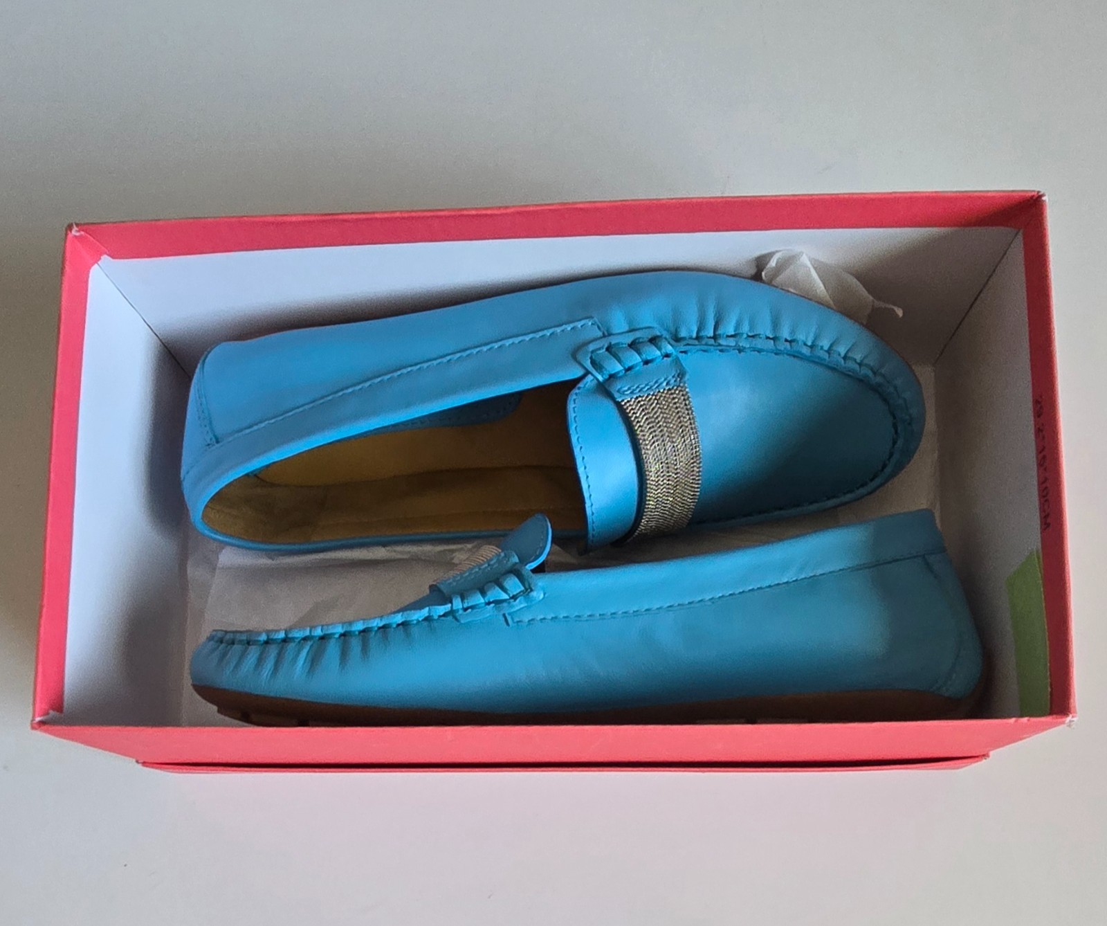 Women’s Vaneli Arles Glove Chain Loafer Shoes, Turquoise, Size 7.5 M