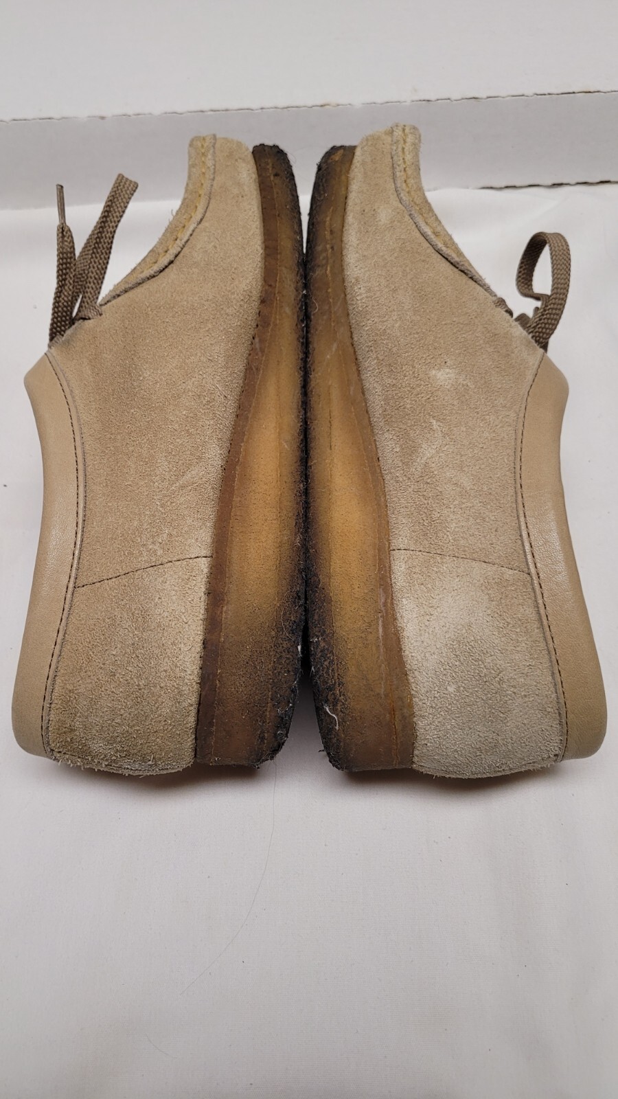 Clarks Originals Wallabee Shoes Beige Womens 9M Leather Crepe Sole Lace Up