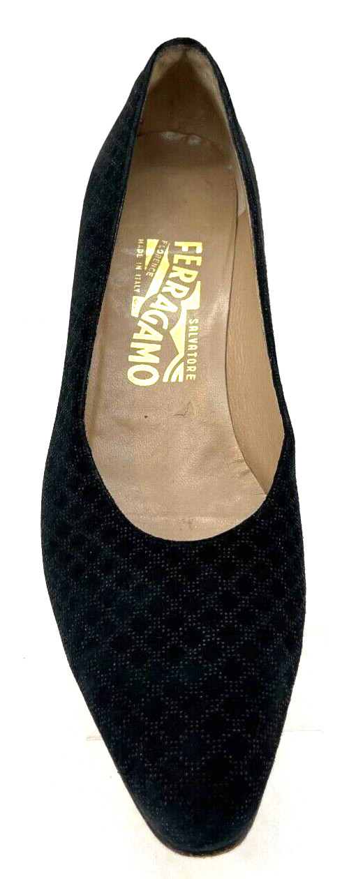 Salvatore Ferragamo Black Quilted felt Slip-On Heels Pumps Shoes Women’s 8 AAA